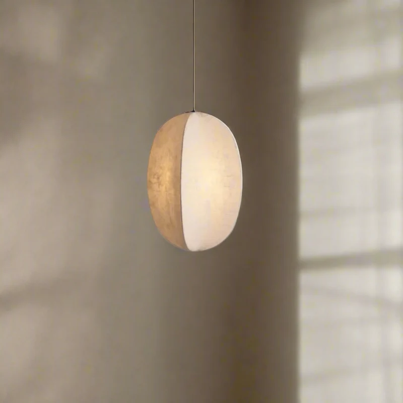 Linnen Hanglamp Lantaarnvorm E27 Naturel Textiel Pendelverlichting voor Eetkamer Hal Woonkamer Sfeervolle Verlichting | Sansoti