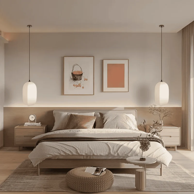 Linnen Hanglamp Lantaarnvorm E27 Naturel Textiel Pendelverlichting voor Eetkamer Hal Woonkamer Sfeervolle Verlichting | Sansoti