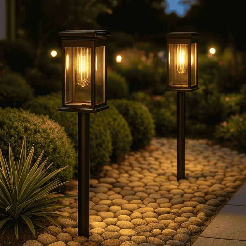 Tuinverlichting op Zonne-energie Zwart LED 40cm 54cm Set Padverlichting Buiten Sfeervolle Tuinpad Decoratie | Sansoti