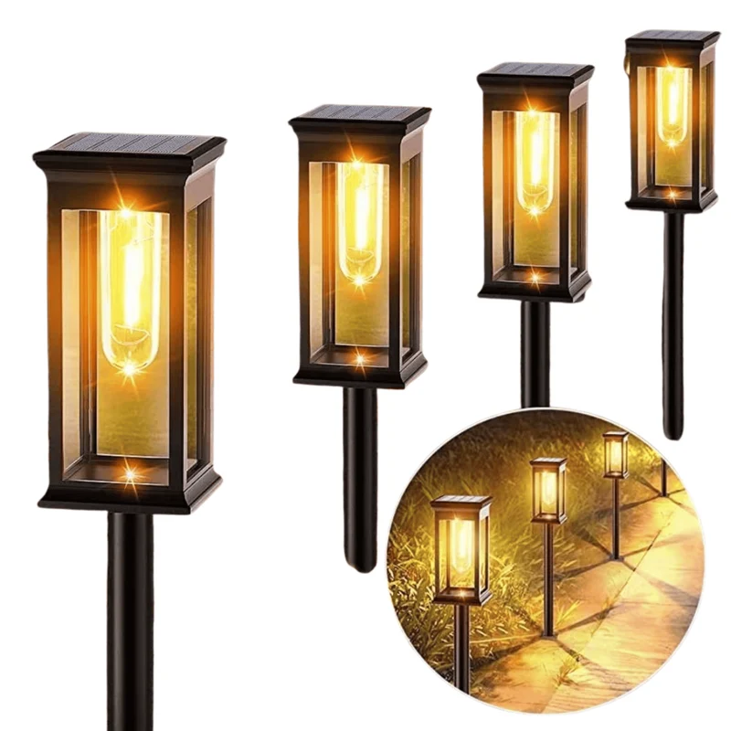 Tuinverlichting op Zonne-energie Zwart LED 40cm 54cm Set Padverlichting Buiten Sfeervolle Tuinpad Decoratie | Sansoti