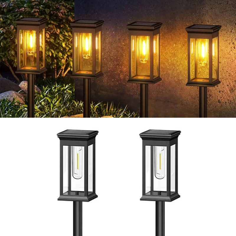 Tuinverlichting op Zonne-energie Zwart LED 40cm 54cm Set Padverlichting Buiten Sfeervolle Tuinpad Decoratie | Sansoti