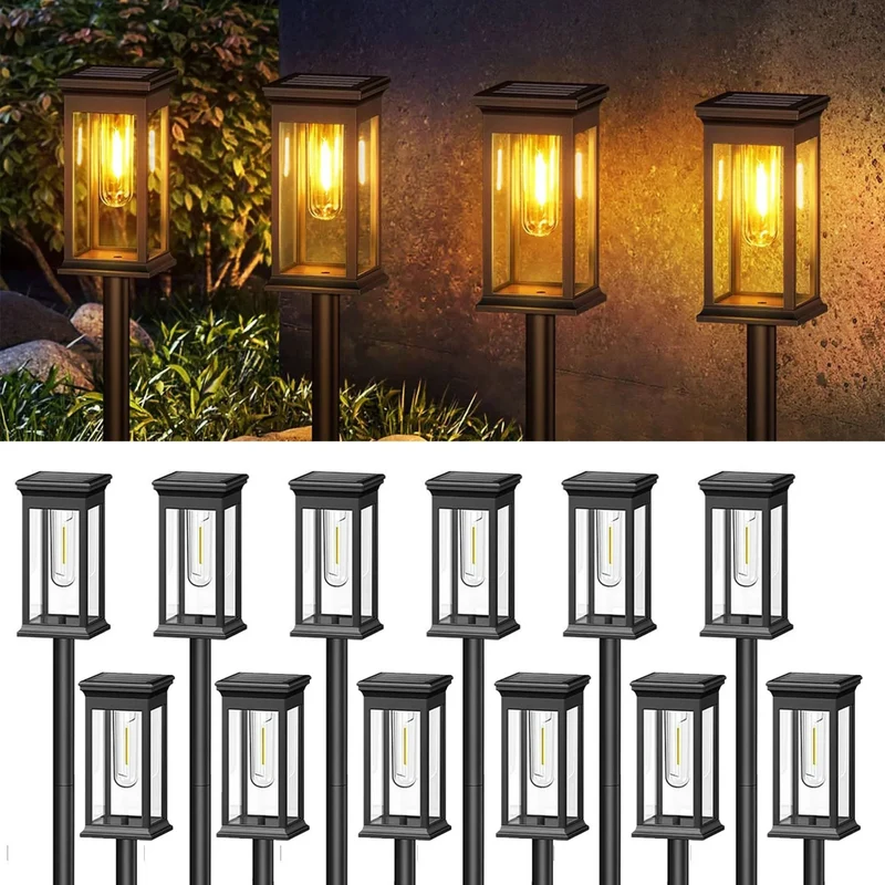 Tuinverlichting op Zonne-energie Zwart LED 40cm 54cm Set Padverlichting Buiten Sfeervolle Tuinpad Decoratie | Sansoti