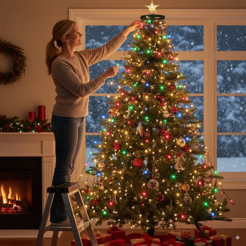 LED Waterval Verlichting Kerstboom Hangend Lichtgordijn Dimbaar met Afstandsbediening Timer voor Feestdagen | Sansoti
