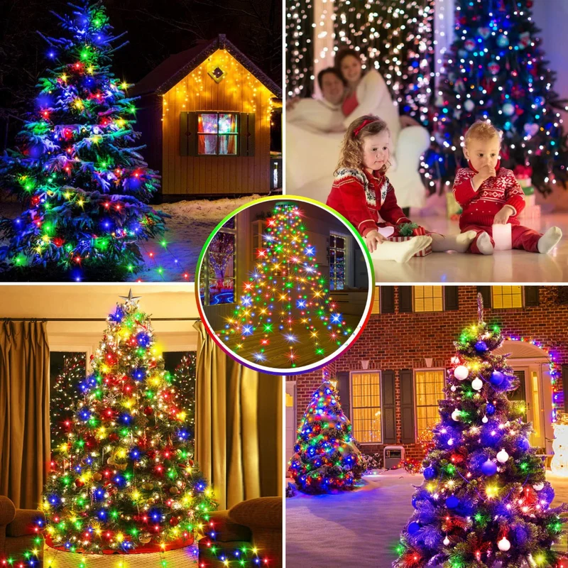 LED Waterval Verlichting Kerstboom Hangend Lichtgordijn Dimbaar met Afstandsbediening Timer voor Feestdagen | Sansoti
