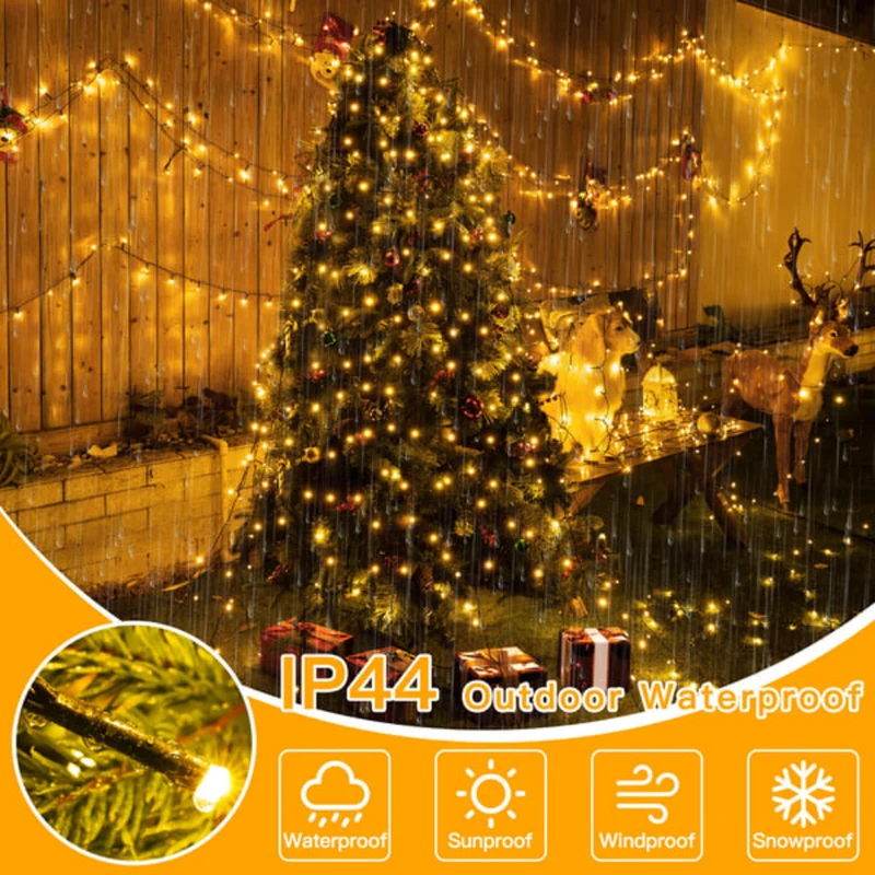LED Waterval Verlichting Kerstboom Hangend Lichtgordijn Dimbaar met Afstandsbediening Timer voor Feestdagen | Sansoti