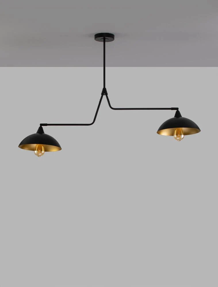 Mirba Pendelleuchte 2-flammig Schwarz, Gold