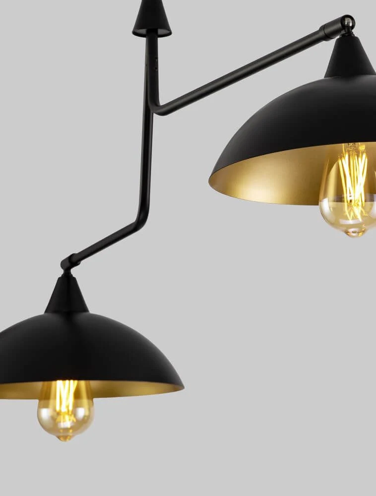 Mirba Pendelleuchte 2-flammig Schwarz, Gold