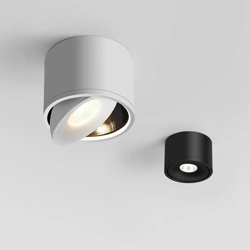 Verstelbare plafondspot met 360° draaibare spotkop zwart wit moderne opbouwverlichting voor woonkamer | Sansoti