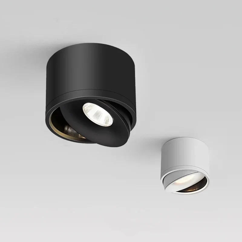 Verstelbare plafondspot met 360° draaibare spotkop zwart wit moderne opbouwverlichting voor woonkamer | Sansoti