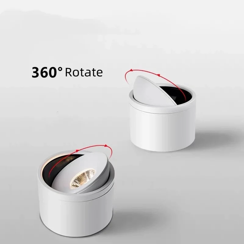 Verstelbare plafondspot met 360° draaibare spotkop zwart wit moderne opbouwverlichting voor woonkamer | Sansoti