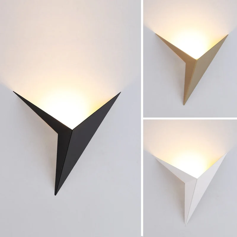 Geometrische Wandlamp Driehoek LED Dimbaar Nordic Design Zwart Wit Goud Verlichting Woonkamer Slaapkamer | Sansoti