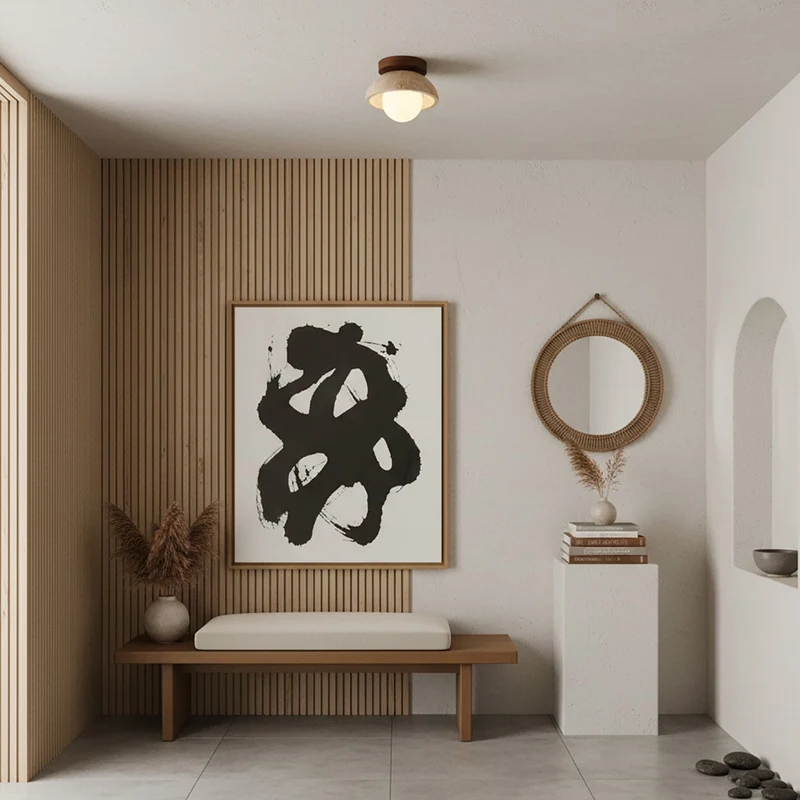 Ronde Plafondlamp Hout G9 Fitting 15cm Dimbaar Wand Plafond Verlichting Badkamer Hal Slaapkamer Woonkamer | Sansoti