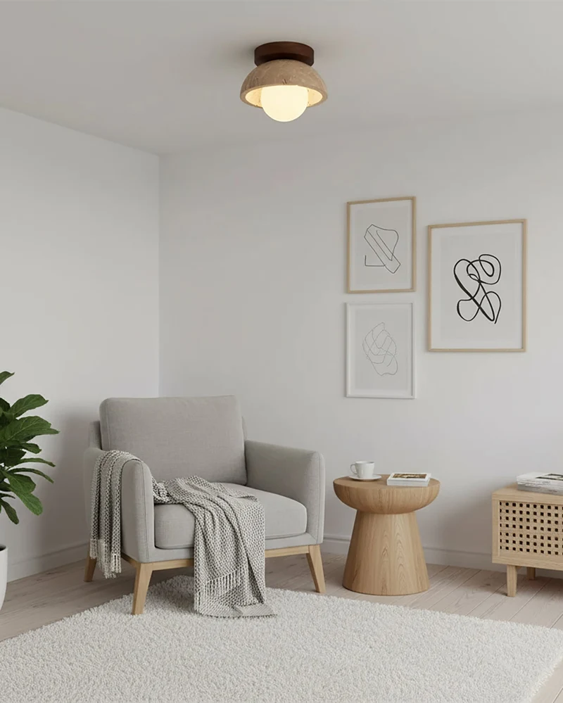 Ronde Plafondlamp Hout G9 Fitting 15cm Dimbaar Wand Plafond Verlichting Badkamer Hal Slaapkamer Woonkamer | Sansoti
