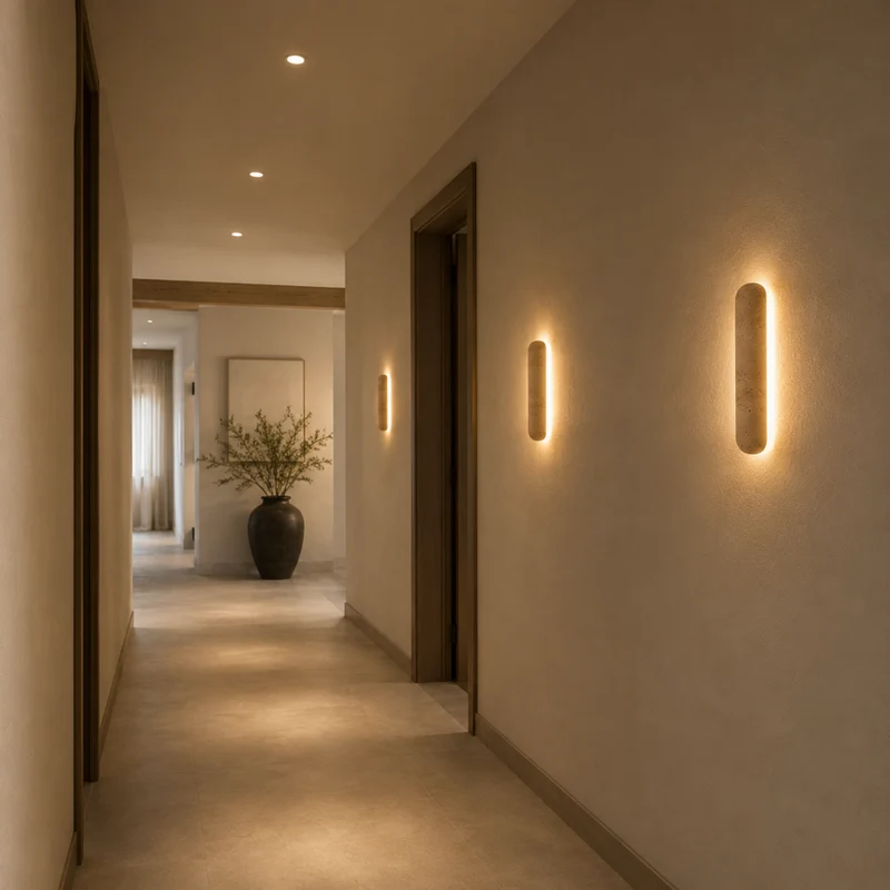 Natuursteen Wandlamp Cilinder LED Warm Licht Travertin Architecturale Verlichting voor Woonkamer Hal | Sansoti