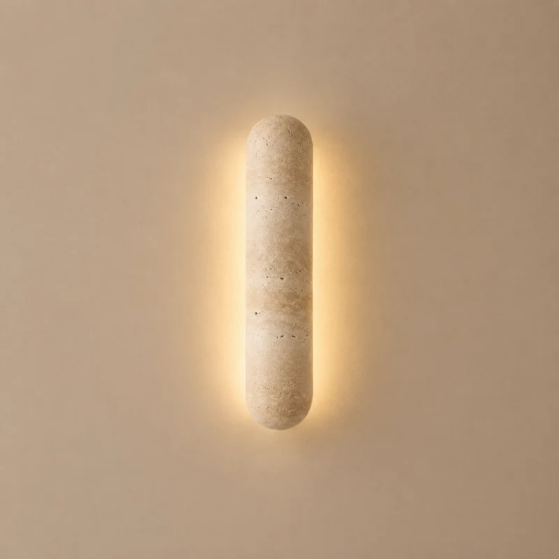 Natuursteen Wandlamp Cilinder LED Warm Licht Travertin Architecturale Verlichting voor Woonkamer Hal | Sansoti