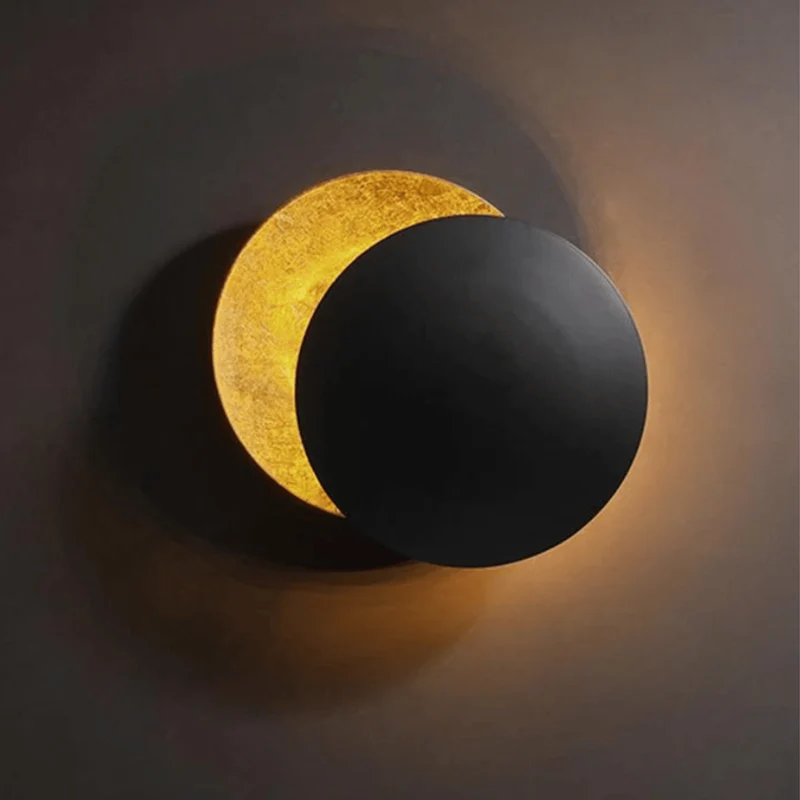 Draaibare Wandlamp met Maanverduisteringseffect Brons LED Verlichting Modern Design Slaapkamer Woonkamer | Sansoti