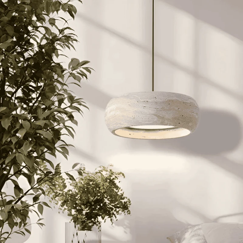 Hanglamp Travertijn Natuursteen Cilinder Warm Licht Modern Verstelbaar Koord Eettafel Keukeneiland Woonkamer | Sansoti
