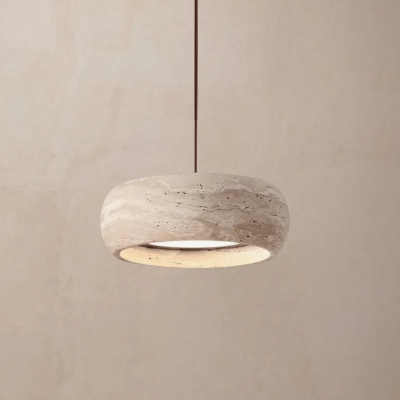 Hanglamp Travertijn Natuursteen Cilinder Warm Licht Modern Verstelbaar Koord Eettafel Keukeneiland Woonkamer | Sansoti