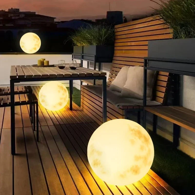 Oplaadbare Tuinlamp Maan 20-50cm LED Sfeerverlichting Buiten Weersbestendig USB Decoratief Nachtlampje | Sansoti