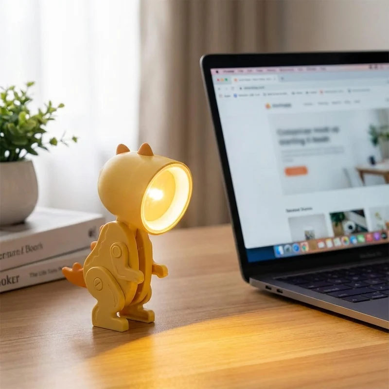 Opvouwbare Dinosaurus Tafellamp LED Leeslicht Kinderen Bureaulamp Compact Nachtlampje Warm Sfeerlicht Kind | Sansoti