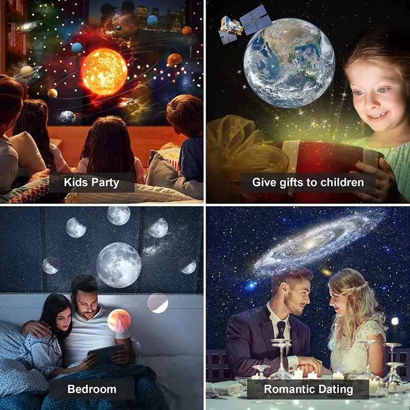 Sterrenprojector 360° Draaibaar met 13 Projectieschijven Nachtlampje Ruimte Sterrenhemel Galaxie Sfeerverlichting | Sansoti