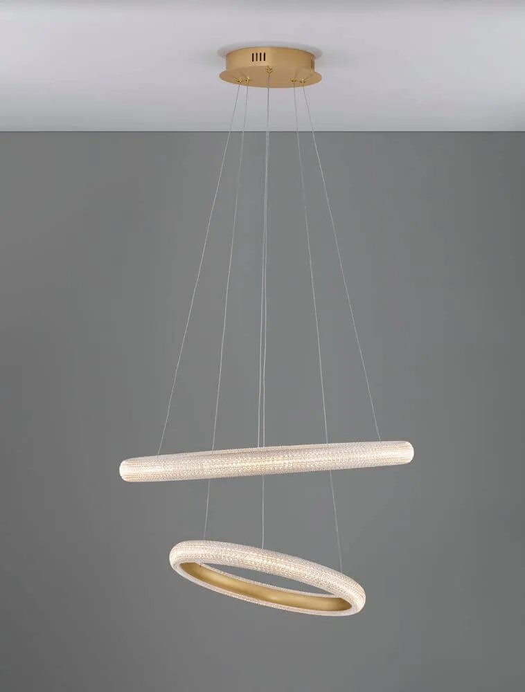 Medora LED Pendelleuchte 2-flammig Ø 59cm 3000K Messing-Gold