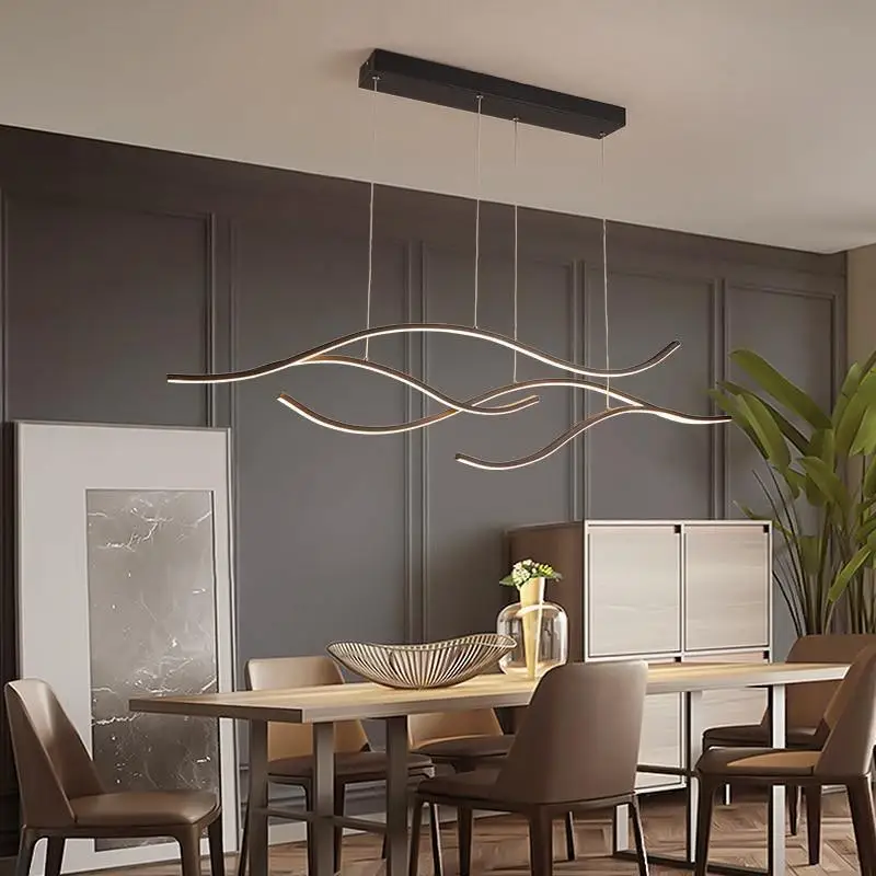 Golvende Design Hanglamp Aluminium Acryl LED 3000K Warm Wit Eetkamer Woonkamer 4 Lichtpunten Goud Zwart | Sansoti