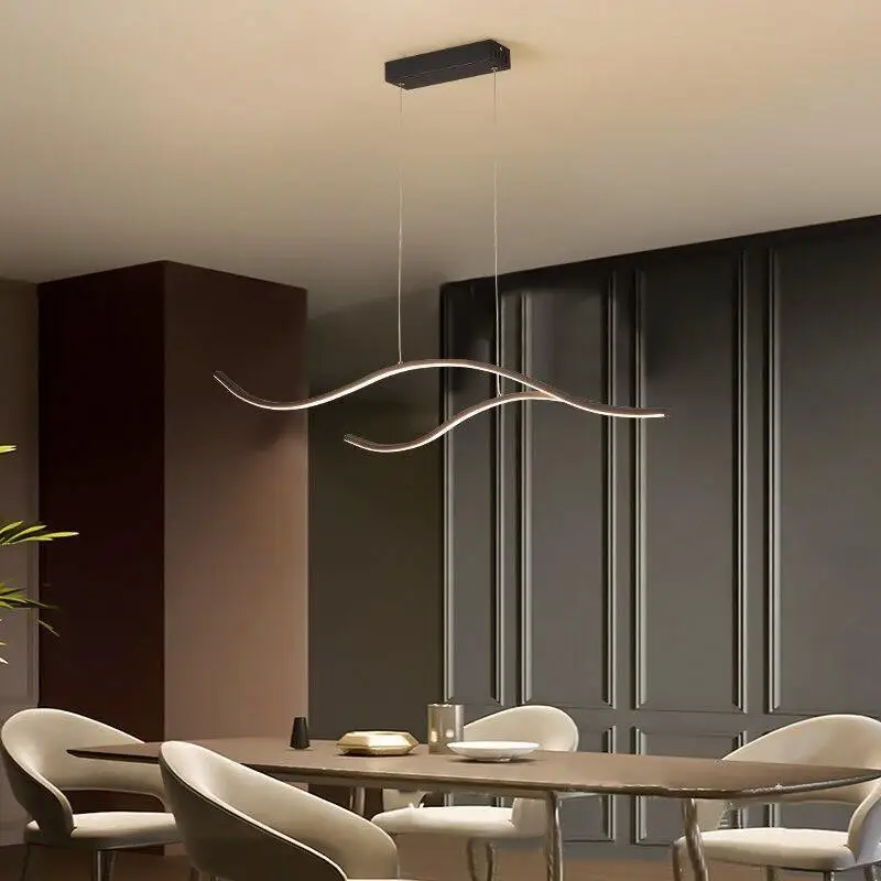 Golvende Design Hanglamp Aluminium Acryl LED 3000K Warm Wit Eetkamer Woonkamer 4 Lichtpunten Goud Zwart | Sansoti