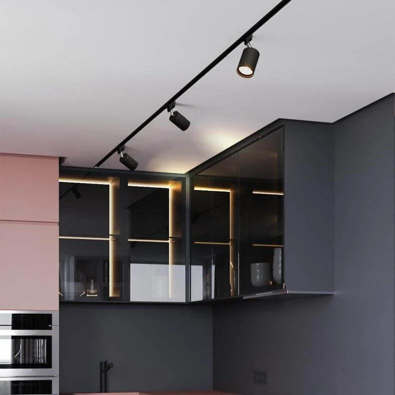 Verstelbaar railsysteem plafond 3-5 spots zwart wit goud dimbaar warm licht modern interieur woonkamer | Sansoti