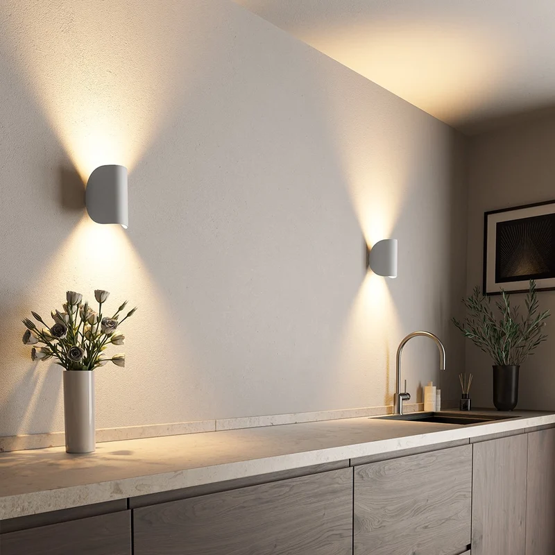 Aluminium Wandlamp LED Up Down Binnen Buiten Verlichting Warm Licht 3000K 408 Lumen 6W Modern Design IP65 | Sansoti