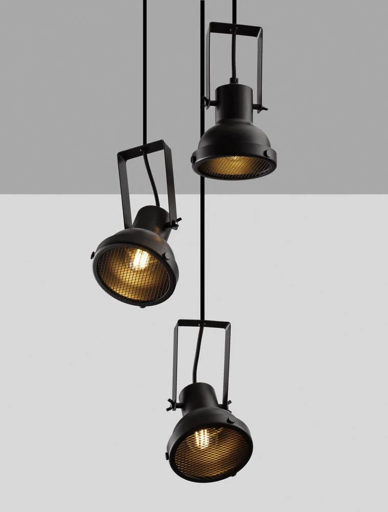 Ruvi Pendelleuchte E14 3-flammig Ø 24cm Schwarz