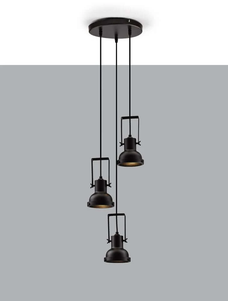 Ruvi Pendelleuchte E14 3-flammig Ø 24cm Schwarz