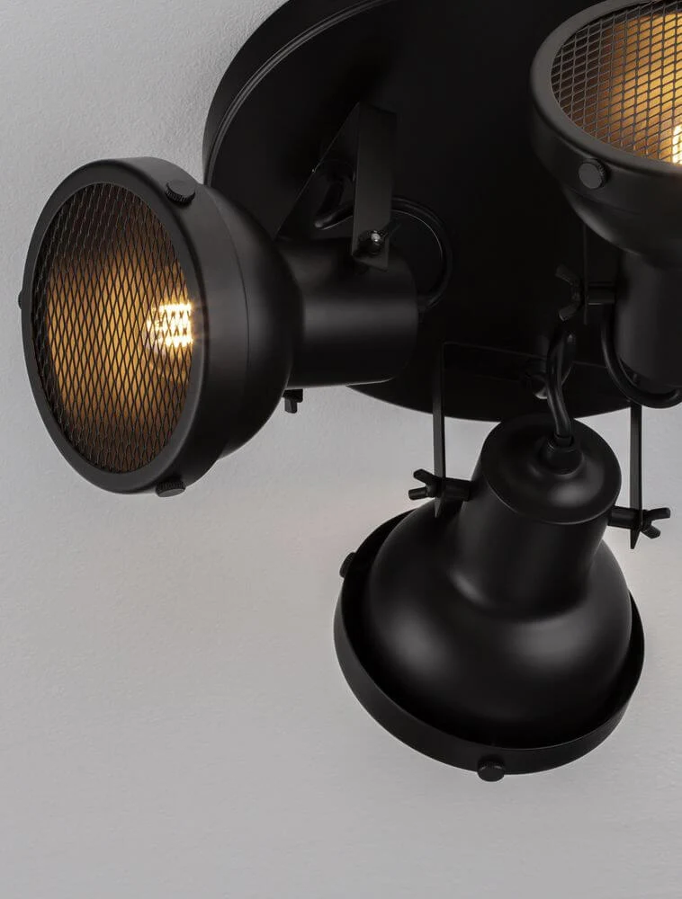 Ruvi Deckenleuchte GU10 3-flammig Ø 24cm Schwarz