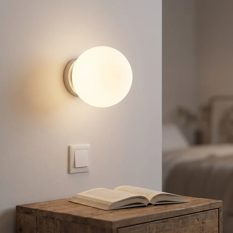 Wandlamp Slaapkamer Warm Wit 3000K Rond Melkglas Ø12 Ø15 Ø20 cm Geïntegreerde LED Vast Bedraad Ook Neutraal Koel Wit | Sansoti