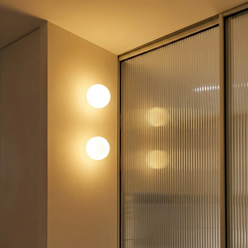Wandlamp Badkamer Spiegel Rond Melkglas Ø12 Ø15 Ø20 cm Geïntegreerde LED Vast Bedraad 110-240V Metaal Modern | Sansoti