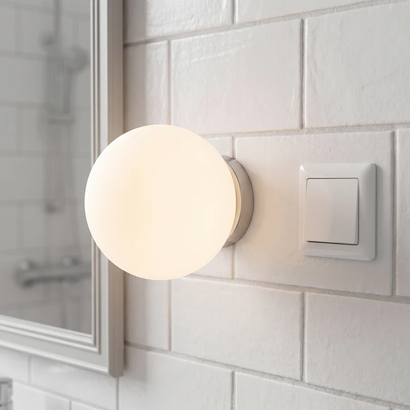 Wandlamp Badkamer Spiegel Rond Melkglas Ø12 Ø15 Ø20 cm Geïntegreerde LED Vast Bedraad 110-240V Metaal Modern | Sansoti