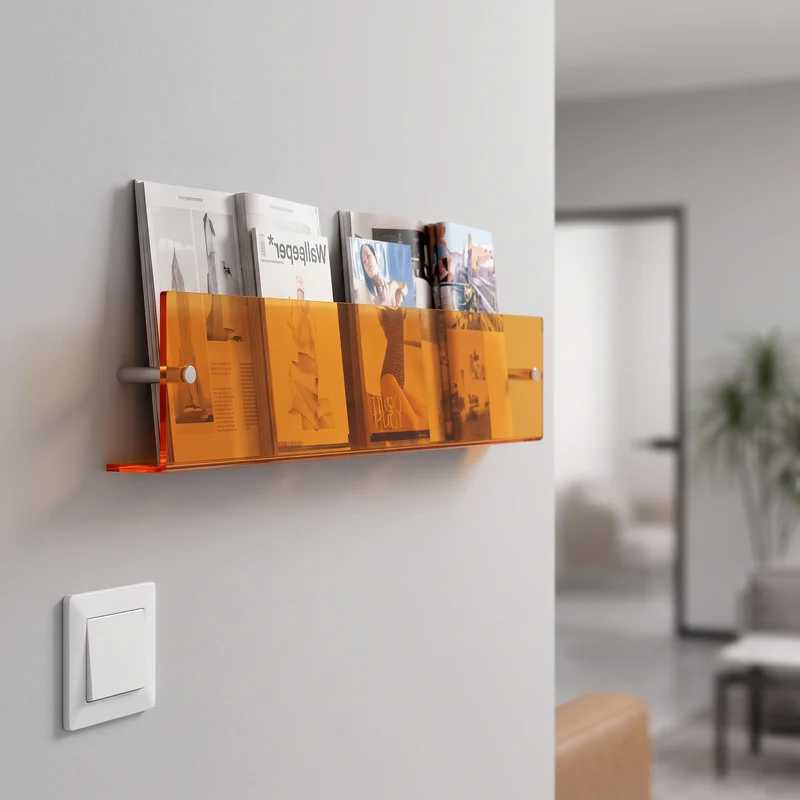 Folderhouder Wand Transparant 40x3,5x15 cm Wandplank Kantoor Wachtruimte Praktijk Inclusief Bevestigingsmateriaal | Sansoti