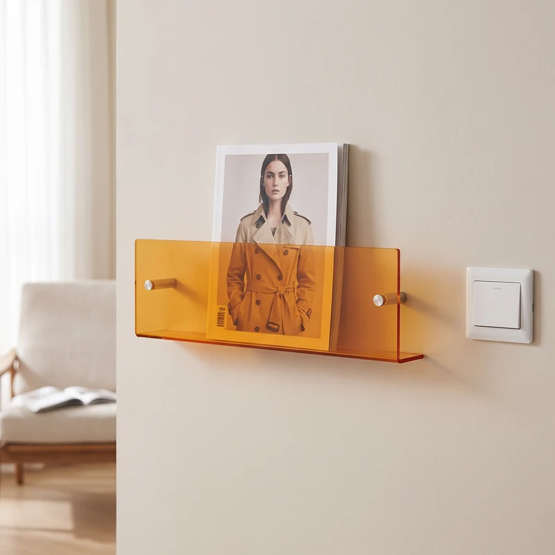 Tijdschriftenrek Wandmontage Transparant 40x3,5x15 cm Wandplank voor Tijdschriften en Boeken Woonkamer Kantoor | Sansoti