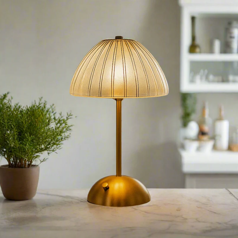 Oplaadbare LED Tafellamp Kristal Goud Draadloos Dimbaar Touch Sfeerverlichting voor Woonkamer en Slaapkamer | Sansoti