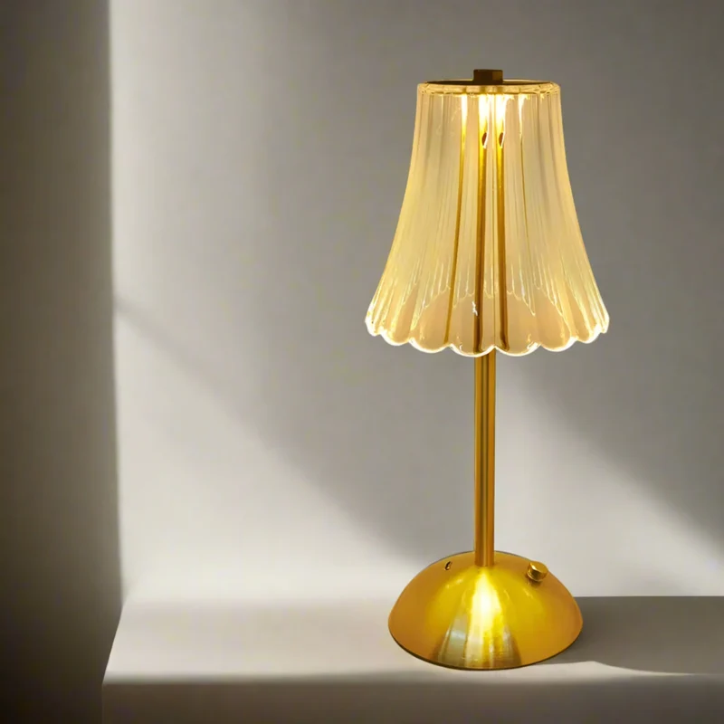 Oplaadbare LED Tafellamp Kristal Goud Draadloos Dimbaar Touch Sfeerverlichting voor Woonkamer en Slaapkamer | Sansoti