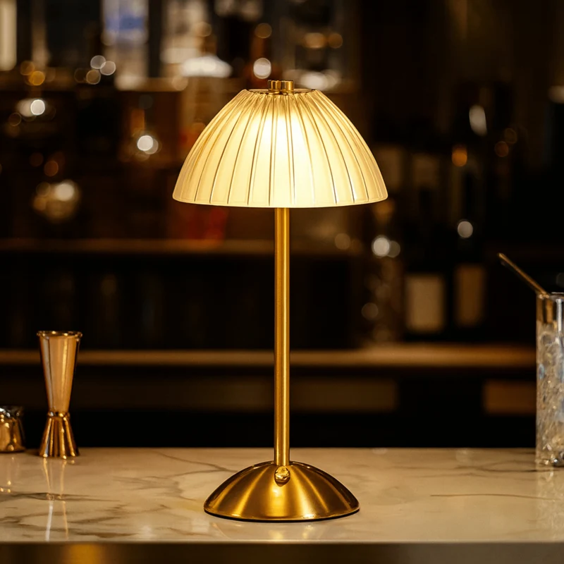 Oplaadbare LED Tafellamp Kristal Goud Draadloos Dimbaar Touch Sfeerverlichting voor Woonkamer en Slaapkamer | Sansoti