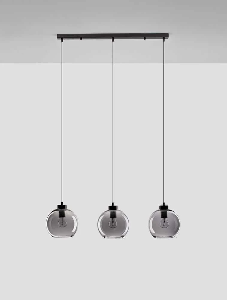 Palmer Pendelleuchte Balken 70cm 3-flammig Schwarz, Rauch