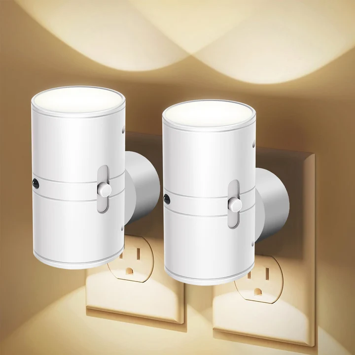 Dimbaar Stopcontact Nachtlampje LED 10x10x8cm Zwart Wit Slaapkamer Gang Badkamer Kinderkamer Wandlamp | Sansoti