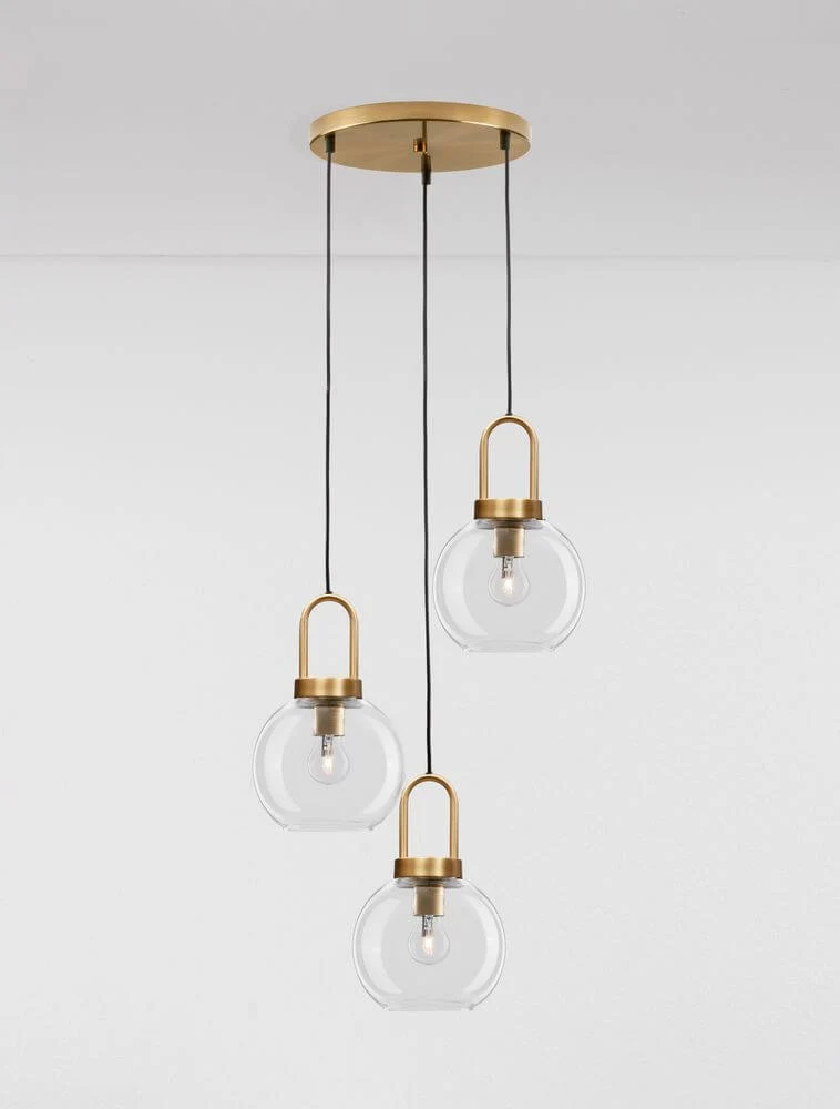 Irvine Pendelleuchte 3-flammig Ø 30cm Gold, Transparent