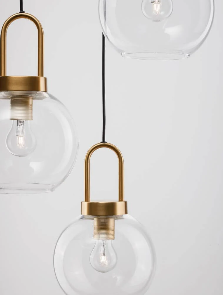 Irvine Pendelleuchte 3-flammig Ø 30cm Gold, Transparent
