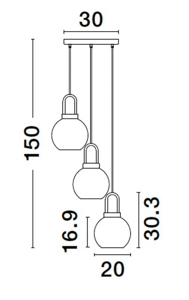 Irvine Pendelleuchte 3-flammig Ø 30cm Gold, Transparent