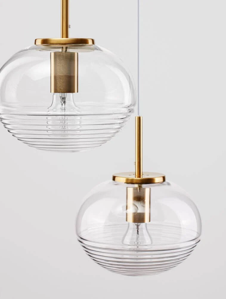 Maeve Pendelleuchte 3-flammig Ø 30cm Gold, Transparent