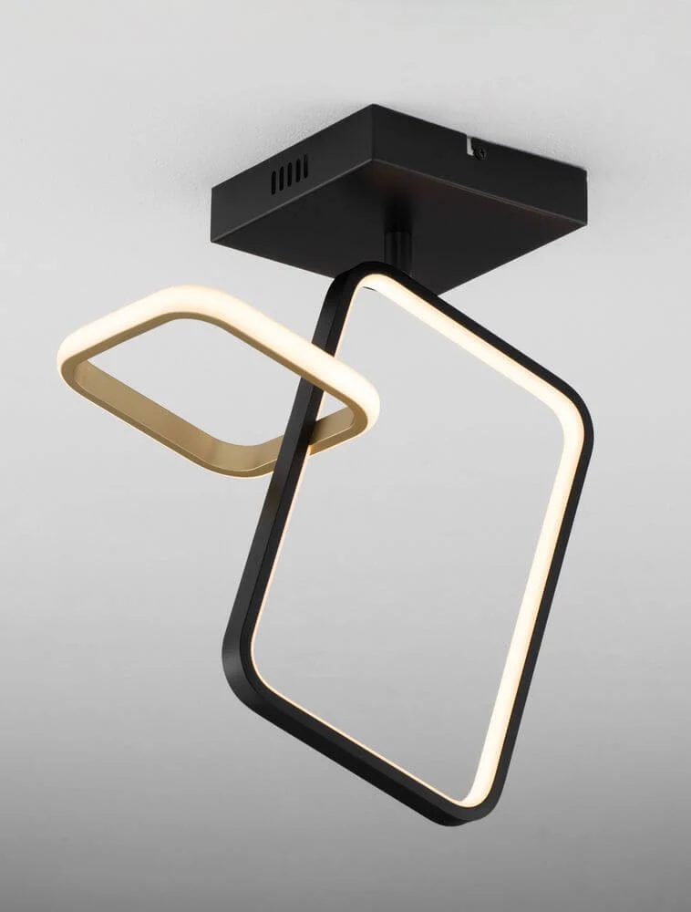 Imar LED Deckenleuchte Rechteckig 2-flammig 3200K Schwarz, Gold