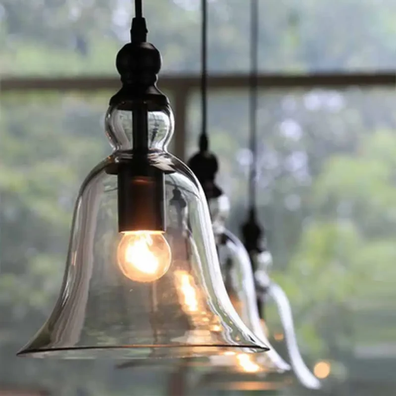 Industriële Hanglamp met Zwarte Glazen Klok – Vintage Stijl voor Eetkamer & Keuken | Sansoti