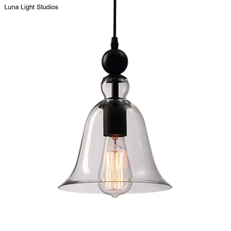 Industriële Hanglamp met Zwarte Glazen Klok – Vintage Stijl voor Eetkamer & Keuken | Sansoti